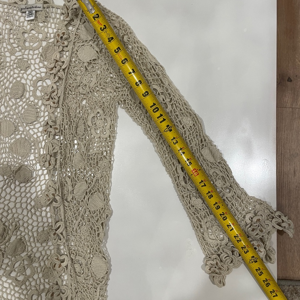 Giuliana Testino Designer handmade in Peru Crochet Cardigan Small Pima Cotton - Picture 8 of 9